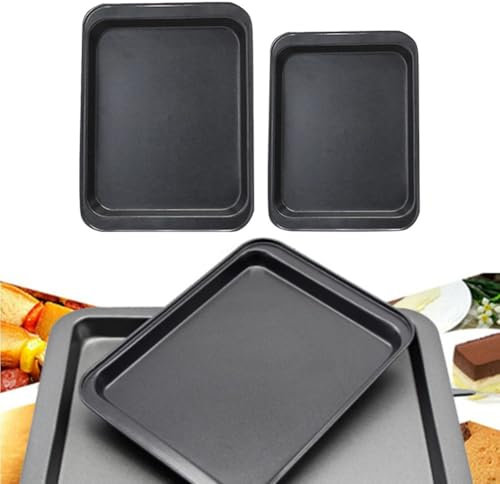 Jayruit Plaque de cuisson rectangulaire en acier inoxydable, antiadhésive, facile à démouler et à nettoyer, répartition uniforme de la chaleur, grande taille : 33 x 23 x 2 cm, petite : 24 x 18 x 2 cm