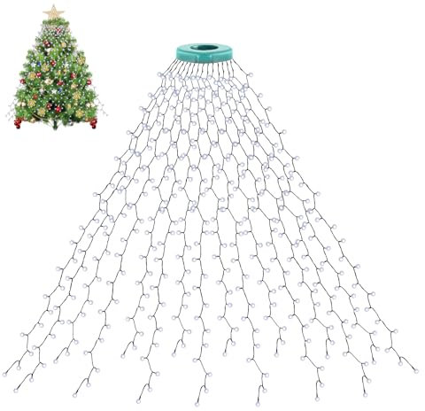 cshare Christmas Tree Lights, 2m * 16 Lines 400 LEDs Fairy Lights Mains Powered with 8 Light Modes,Memory & Timing Function,Waterproof for 1.5-3M(5-10ft) Christmas Tree Indoor and Outdoor- Cool White