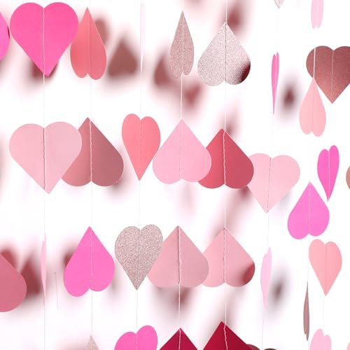 4 Stück Herz Girlande 4m Liebe Hänge Heiratsantrag Deko Herz Papier Girlande Banner Deckenhänger Kann für den Valentinstag Muttertag Hochzeitstag Dekoration Verwendet Werden Valentinstag Dekorationen