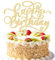 Ephlyn 1Pc Happy Birthday Cake Topper Glitter Birthday Sign Cake Pick Decoration for Happy Birthday Theme Boys Girls Baby Shower Birthday Party Cake Decorations Gold