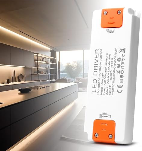24V Netzteil LED Trafo 60W, BRIMETI 2,5A LED Transformator 230V auf 24V LED Treiber Schaltnetzteil, AC 230V auf DC 24 Volt, Kompakter Extrem Dünner Konstantspannung Niedervolttrafo