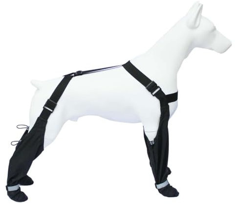 LUCKKY Dog Suspender Booties, Hundestiefel mit Hosenträgern, Hundestiefel-Leggings, Verstellbare rutschfeste reflektierende Hundestiefel, wasserdicht Hundeschuhe für mittelgroße und große Hunde (M)