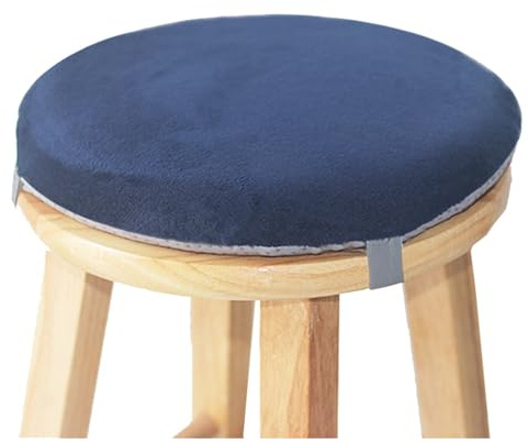 PIPOEI Rundes Sitzkissen aus Memory-Schaum 30 cm, 2er Sitzpolster mit Elastischen Bändern, 4 cm Dick, rutschfest, Bequem, Weich, Hockerkissen für Küche, Zuhause, Büro, Bar Navy Blue