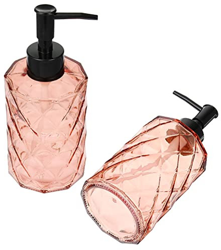 FRCOLOR 2 Pièces Bouteille en Verre menagere shampoing Bouteille de Distributeur de Gel en Verre Solide Liquide Lavage Presser Le Flacon Pompe flacons de Toilette en Plastique