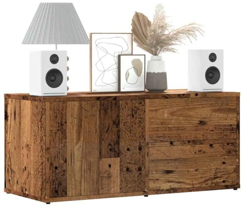 Iiaky 856010 Mobile Porta TV Legno Antico 80x34x35,5 cm Legno Multistrato Mobile TV Mobile Porta Televisore,Mobiletto Industriale Tavolino Basso Vintage Console per Salotto