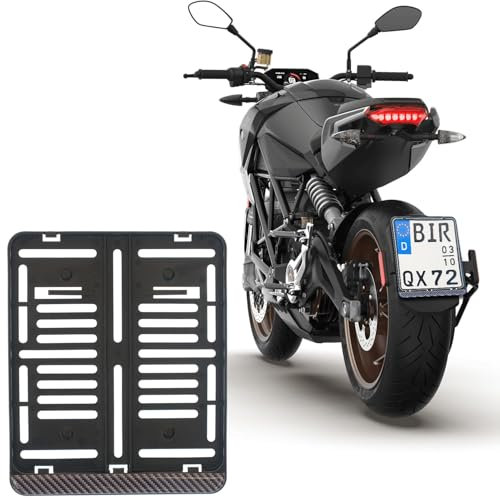 1x Kennzeichenhalter Mit 3D Carbon Look Streifen DE Für Kennzeichen im Format 180 x 200 mm 18 x 20 cm für Motorrad Roller (Mit 3D Carbon Look Streifen)