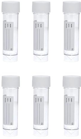 WHALESALE 6pcs Urine Specimen Bottles Sterile Medical Bottle Containers Grraduated Polypropylene Plastic Bottle Pot for Male and Female with Lid and Printed Label, 30 ml