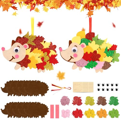 SULOLI 10 Stück Bastelsets für Kinder,Igel Kreativsets zum Basteln,DIY Bastelhandwerk,Herbst Kunsthandwerk für Junge Mädchen Party Bastelarbeiten