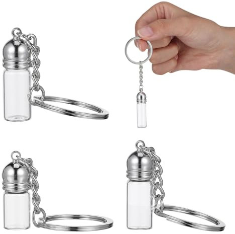 Angoily Lot De 3 Porte-Clés En Forme De Bouteille D'Huile Essentielle En Verre Pendentif Parfum Portefeuille