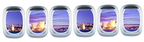 Gadpiparty 2 Series Pegatinas De Ventana Simulada De Autoadhesivas Y Reposicionables Decoración De Pared Con Paisaje Amantes De Aviación 3 Hojas*2