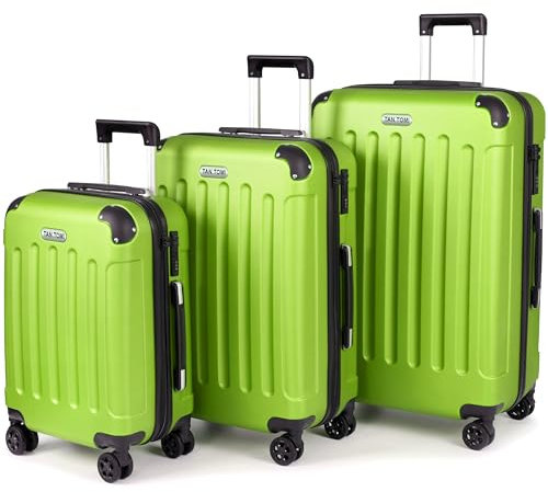 TANTOMI Koffer Set 3-Teilig Hartschale | Leicht ABS-Reisekoffer Set mit 360°-Spinner-Rollen, Gepäck-Sets mit 3 Stelige-Zahlenschloss & Teleskopgriff | Luggage Set (M/L/XL, Gruen)