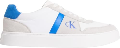 Calvin Klein Herren Cupsole Sneaker Classic Lace aus Leder, Mehrfarbig (Bright White/Lapis Blue), 44