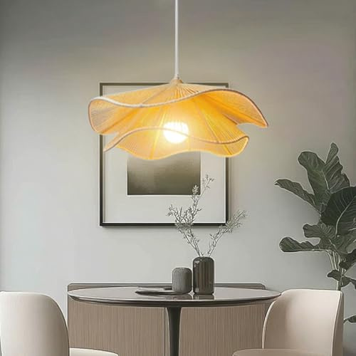 PANNN Bohemian Gewebte Pendelleuchte Lampenschirm Aus Hanfseil LED Deckenleuchte Kronleuchter Für Den Esstisch Vintage Hängelampe Im Landhausstil Geeignet Für Kücheninsel Wohnzimmer Schlafzimmer(A)