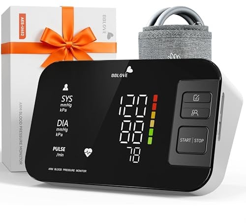 BBLOVE Blood Pressure Monitor for Home Use, Rechargeable Upper Arm Blood Pressure Machine with Voice Switch, 22-42cm Wide Cuff, 2-User Memory & LED Display, Portable BP Monitor