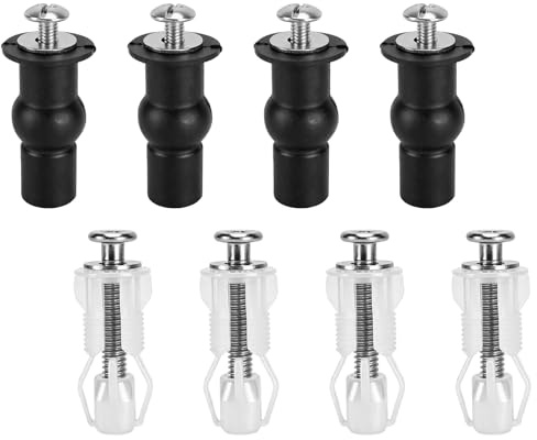 8 PcsToilet Seat Screws Bolts, Quick Release Toilet Seat Fixings Replacement Kit, Stainless Steel Top Fixing Toilet Seats Fittings and Fixtures Hinges Screws, Replacement Parts for WC Blind Hole
