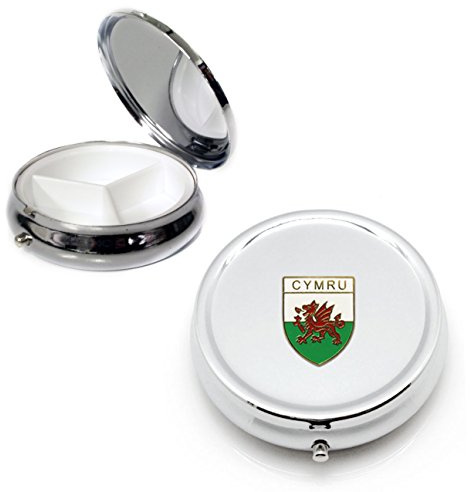Wales Cymru Silver Round Pill Box