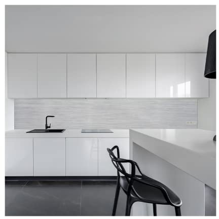 KeraBad Küchenrückwand aus Aluverbund, Spritzschutz Küche, 3mm dick, Silber-Gebürstet Edelstahl ähnlich 30x140cm