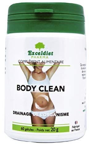 Detox Puissant - Élimination des toxines & Rétention d'Eau - Nettoyage du côlon - Foie et Intestin & Purification Detox aux Plantes - Body Clean 60 Gélules & Made in France by Exceldiet Pharma