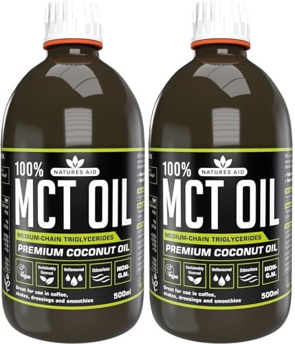 Natures Aid Huile de noix de coco 100 % MCT de qualité supérieure 500 ml (lot de 2)