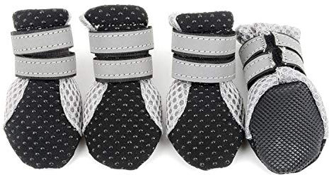 smalllee_Lucky_Store Sommer Air Mesh HundeSchuhe Stiefel Anti-Rutsch Pfotenschutz für Kleine Mittlere Hunde,verstellbar