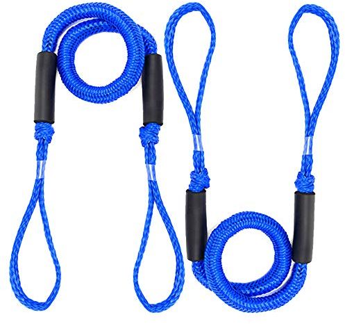 Arola Bungee Dock Line Festmacher Seil für Boote Dock-Leine Bungee-Dock-Leinen Bungee-Schnüre Kajak Bootsankerzubehör Strecken 2 Pack (Blau)