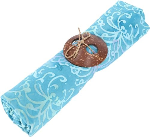 GURU SHOP Bali Batik Sarongkleid, Wickelrock, Sarong, Strand Tuch mit Sarongschnalle - Design 1/türkisblau, Herren/Damen, Synthetisch, 160x100 cm
