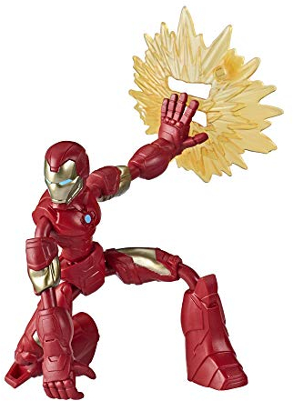 Marvel Avengers Bend And Flex Action Figure Toy, 15-cm Flexible Iron Man Figure, Includes Blast Accessory, For Children Aged 6 and Up, NA
