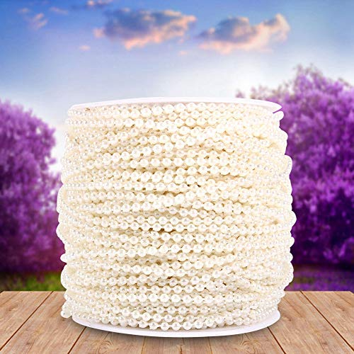 Angelschnur, künstliche Perlen, Kette, Garland-Blumen, Hochzeitsparty, Deko, Party-Zubehör elfenbeinfarben, Kette Girlande Blumen DIY Handwerk ABS Runde Perle Bead Trim