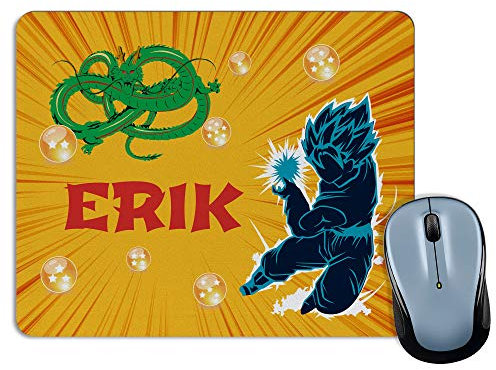 LolaPix Tapis de Souris personnalisé avec nom. Cadeaux personnalisés pour Les Fans. Divers modèles 18x22cm Rectangulaire. Dragon Ball