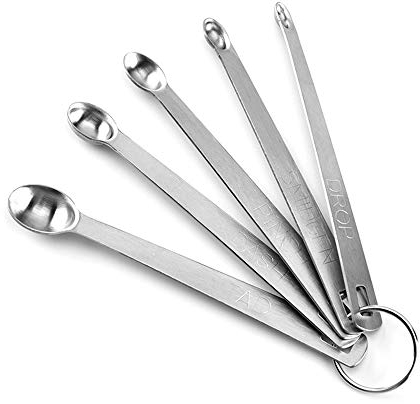 Hemuu 5 PCS Mesure Cuillère Ensemble, Acier Inoxydable Mini Cuillères Set Spoons Set Cuisson Cuillère Outil Liquide Sec Cuillère Ensemble de Cuillères à Mesurer la Cuisine à Domicile Accessoires (S)