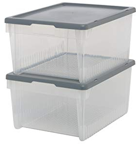 CleanPEAK Set of 2 Medium 5 Litre Plastic Stackable Storage Boxes With Lids