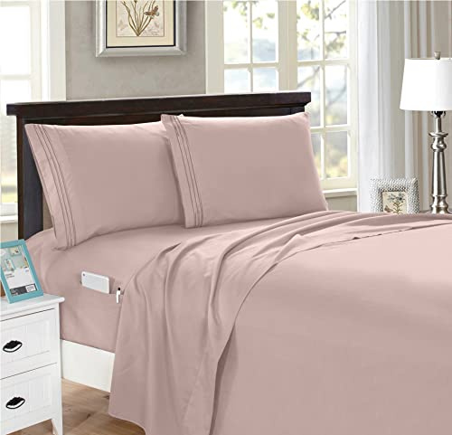 California King Bettlaken-Set, elegant, 4-teilig Twin/Twin XL Dusty Rose