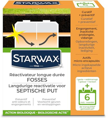 STARWAX Reaktivator Klärgruben und Fettabscheider 500 g | Aktiviert und gewährleistet kontinuierliche Pflege, biologische Wirkung, lang anhaltend, Französische Herstellung