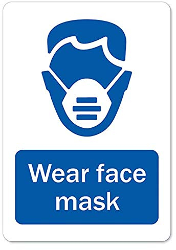 Warnschild mit Aufschrift Please wear a face mask, 300 x 200 mm