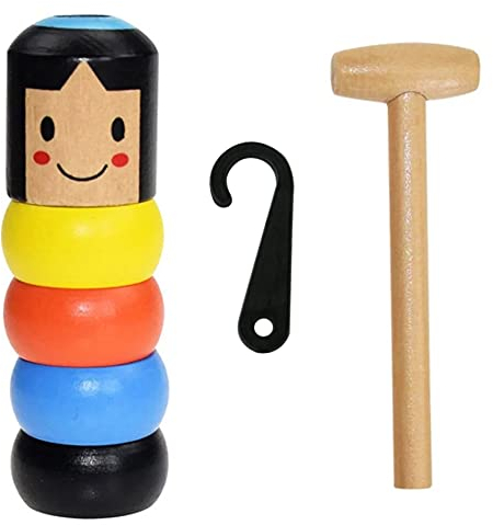 Herbests Unzerbrechliches Magisches Holzspielzeug,Hölzernes Mann Spielzeug, Wooden Holz-Spielzeug für Kinder und Erwachsene,Wooden Man Magic Toy,Magische Lustige Marionette Daruma mit Magie