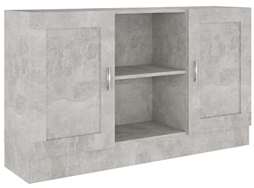 vidaXL Sideboard 2 Fächer 2 Türen Kommode Anrichte Beistellschrank Mehrzweckschrank Standschrank Schrank Betongrau 120x30,5x70cm Holzwerkstoff