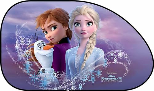 Tataway - Carpas Laterales con Sombrilla Frozen 2 | Protección UV | Gráficos Disney | Parasol Coche Lateral | Ventosa Incluida, Azul, 65x37 cm, Poliéster