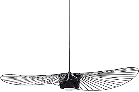 GLZXMQBP Vertigo Lampe 120cm Schwarz Retro Pendelleuchten, Modern LED Kronleuchter Wohnzimmer Vintage Hut Kreative für (einstellbare Lichthöhe) in Fiberglas + Polyurethan