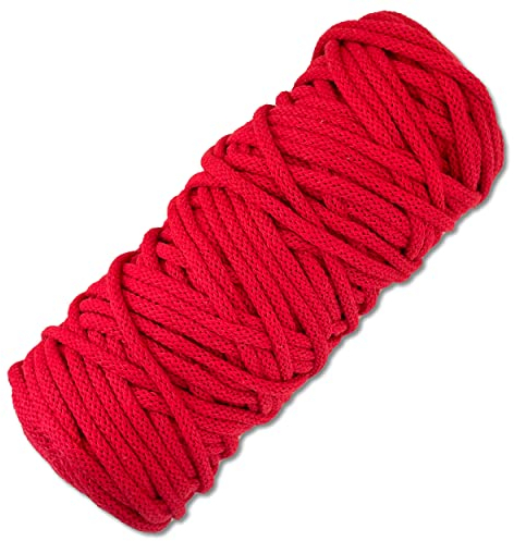 Baumwollkordel 50 Meter in 5 mm Makramee Kordel Baumwollseil Schnur Basteln DIY Schnur Turnbeutel… (019 | Rot)
