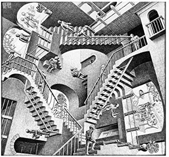 Spiffing Prints M C Escher - Relativitätsgitter - klein - matt - ungerahmt Kunstdruck Poster
