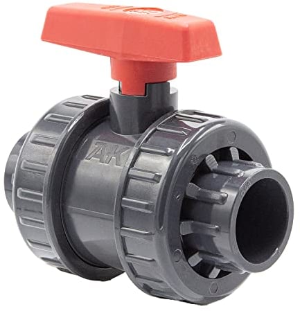 PVC-Kugelhahn I 40mm I 1 1/4 Zoll I Typ AK I für Klebemuffen und Fittinge I Absperrhahn 2-Wege I PVC-Rohrverbinder I Kugelschieber für Pool- und Teichbau I bm032
