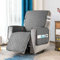 miuline Housse Fauteuil Relax Matelassé Anti-dérapant, Couvre Fauteuil Relax Inclinable avec 2 Sangles de Serrage Blanches, 6 Poches Latérales, Couverture Protecteur Canapé 1 Place (Gris)