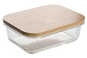 QINGGANGLING999 Saladier Verre Boîte à Lunch en Verre avec Couvercle en Bois Bol de Fruits Transparents ménagers Portable Micro-Ondes Box Étudiants Picnic Food Contener Bols à Salade (Color : 900ml)