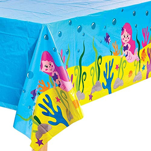Baker Ross FC987 Magical Mermaid Party Table Cover - Pack of 1 Cover, Kids Party Decorations and Birthday Tableware, Magical Mermaid Table Cover