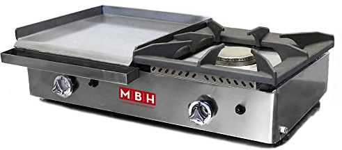 MBH - Professionelle Gas-Grillplatte 400x400 mm mit Kochstelle für die Gastronomie. Fry-Top aus gewalztem Stahl für Bar und Restaurant.