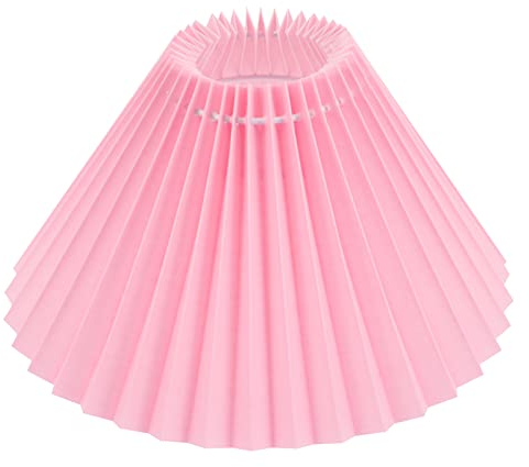 OSALADI Plissierter Lampenschirm Stoff-Lampenschirm für Tischlampe Plissierter Eierschalen-Lampenschirm Ersatz-Kronleuchter Lampenschirm Lichtzubehör für -Stehlampe 14 X 24 X 24 Cm Rosa Kronleuchter