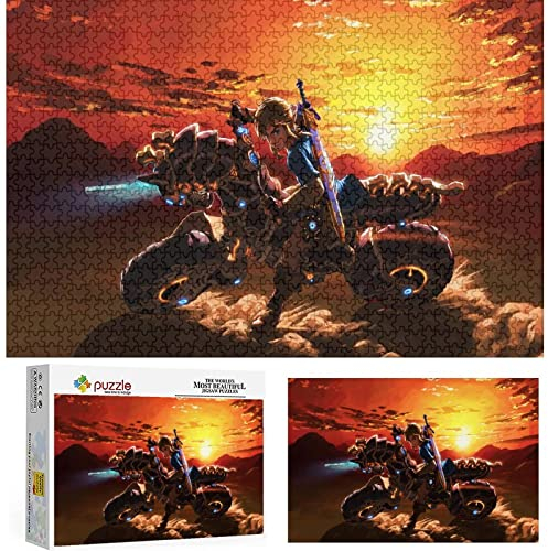 Puzzle 1000 Teile Zelda Legende Puzzles Erwachsene und Kinder Schwierigkeit Puzzles Atem der Wildnis Puzzles Bildung Spielzeug Spiele Familie Dekoration,Papppuzzle(50x70cm)