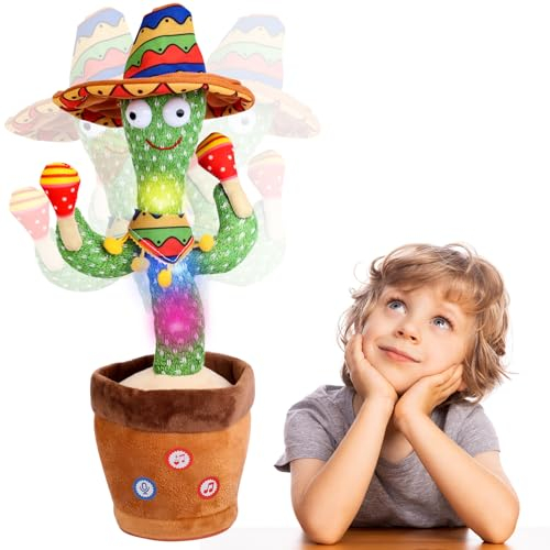 Cactus Bailarin Control del Volumen Juguete Bebe Parlanchin Que Baila Y Repite Lo Que Dices Funny Dancing Talking Cactus Bailando Peluche Adecuado para Niño Niña Bebé Juguetes NavideñOs De Cumpleaños