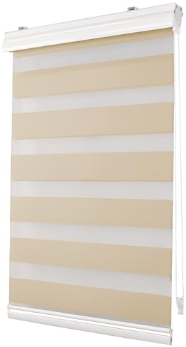 Deco4Me Premium Klemmfix Doppelrollo mit Kassette (Creme, 140 x 150 cm) - lichtdurchlässig & Blickdicht - Duo Vario Rollo für Fenster ohne Bohren (Stoffbreite 136 cm)