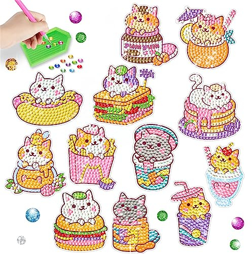 XIXKOLYU® die Katze Diamant-Malerei-Set für Kinder, 5D-Diamant-Malen-nach-Zahlen-Edelstein-Kunsthandwerk für Kinder und Erwachsene, Diamant-Punkte-Mosaik-Set